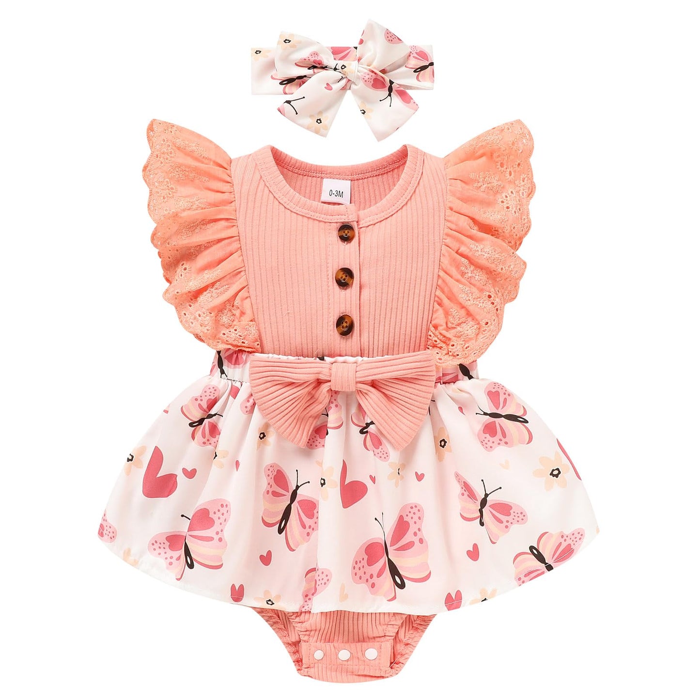Sinhoon Baby Girl Clothes Newborn Ruffled Sleeveless Romper Floral Dreesy Bodysuit Heaedband 3pcs Baby Girl Summer Clothes