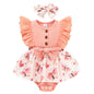 Sinhoon Baby Girl Clothes Newborn Ruffled Sleeveless Romper Floral Dreesy Bodysuit Heaedband 3pcs Baby Girl Summer Clothes
