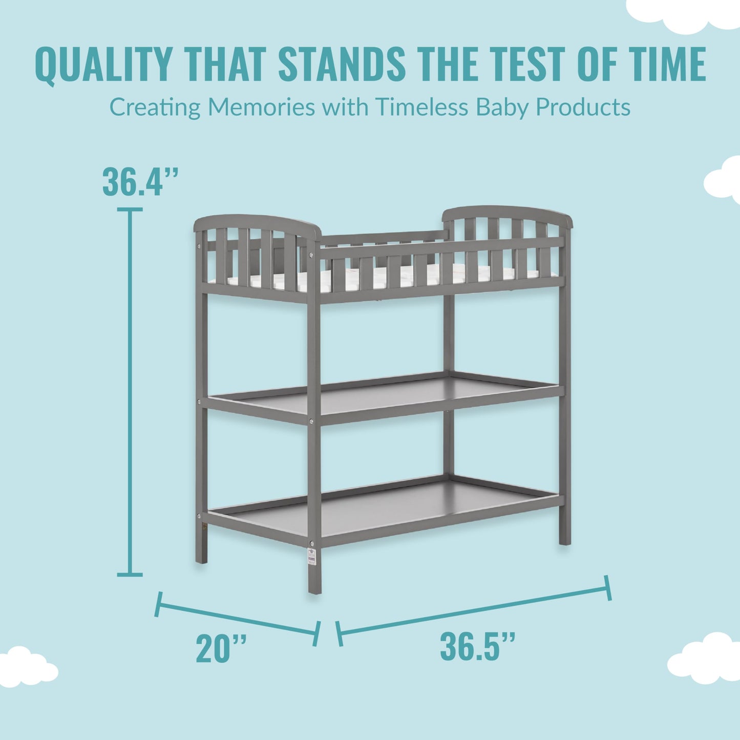 Dream On Me Emily Changing Table In Natural, Comes With 1" Changing Pad, Features Two Shelves, Portable Changing Station, Made Of Sustainable New Zealand Pinewood