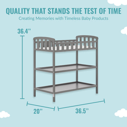 Dream On Me Emily Changing Table In Natural, Comes With 1" Changing Pad, Features Two Shelves, Portable Changing Station, Made Of Sustainable New Zealand Pinewood