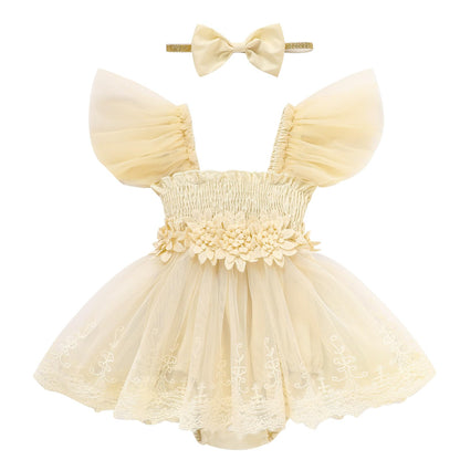 Baby Girl Clothes Infant Tulle Romper Ruffe Sleeveless Bodysuit Baby Girl Outfits Infant Girl Dress 0-18M