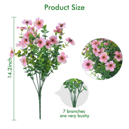 12 Bundles Artificial Flowers Outdoor UV Resistant Fake Plastic Plants Indoor Outside Hanging Plants Garden Porch Window Box Home Wedding Farmhouse Festive Shrub Decor (Pink)