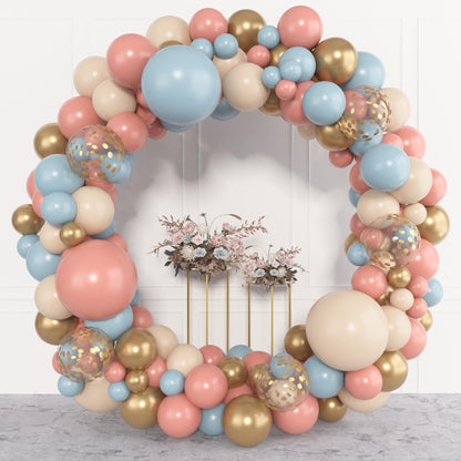 Amandir 153pcs Sage Green Balloon Garland Arch Kit, Different Sizes 18 12 10 5 inch Green Blush Gold Latex Metallic Confetti Gold Balloons for Birthday Baby Shower Wedding Safari Forest Decorations