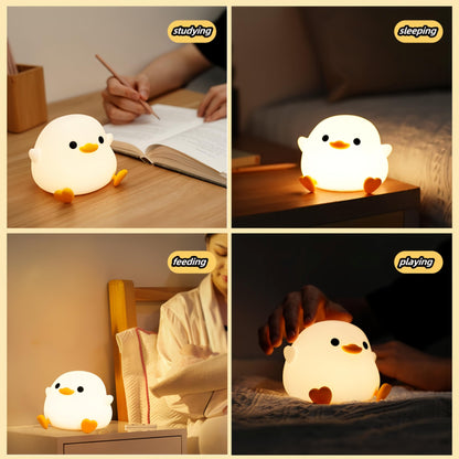 DuDu Duck Night Light, Cute Duck Lamp, Squishy Silicone Nightlight for Bedrooms with 30 Minutes Timer, Rechargeable Bedside Lamp with Touch Control for Bedrooms, Living Room