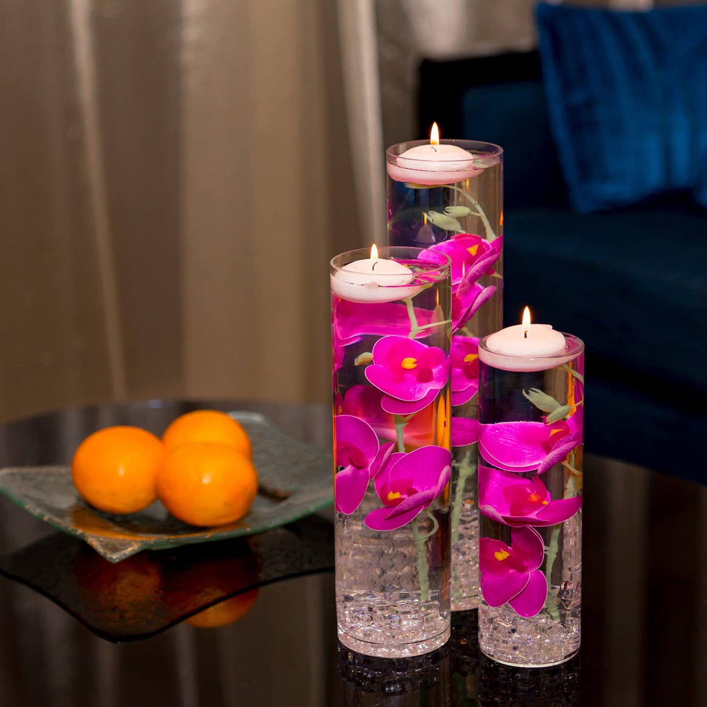 Artificial Phalaenopsis with Candles Diamond Lace Nearly Natural Orchid for Table Centerpiece Wedding Party Home Bar Restaurant Festival Decoration Pink Suit