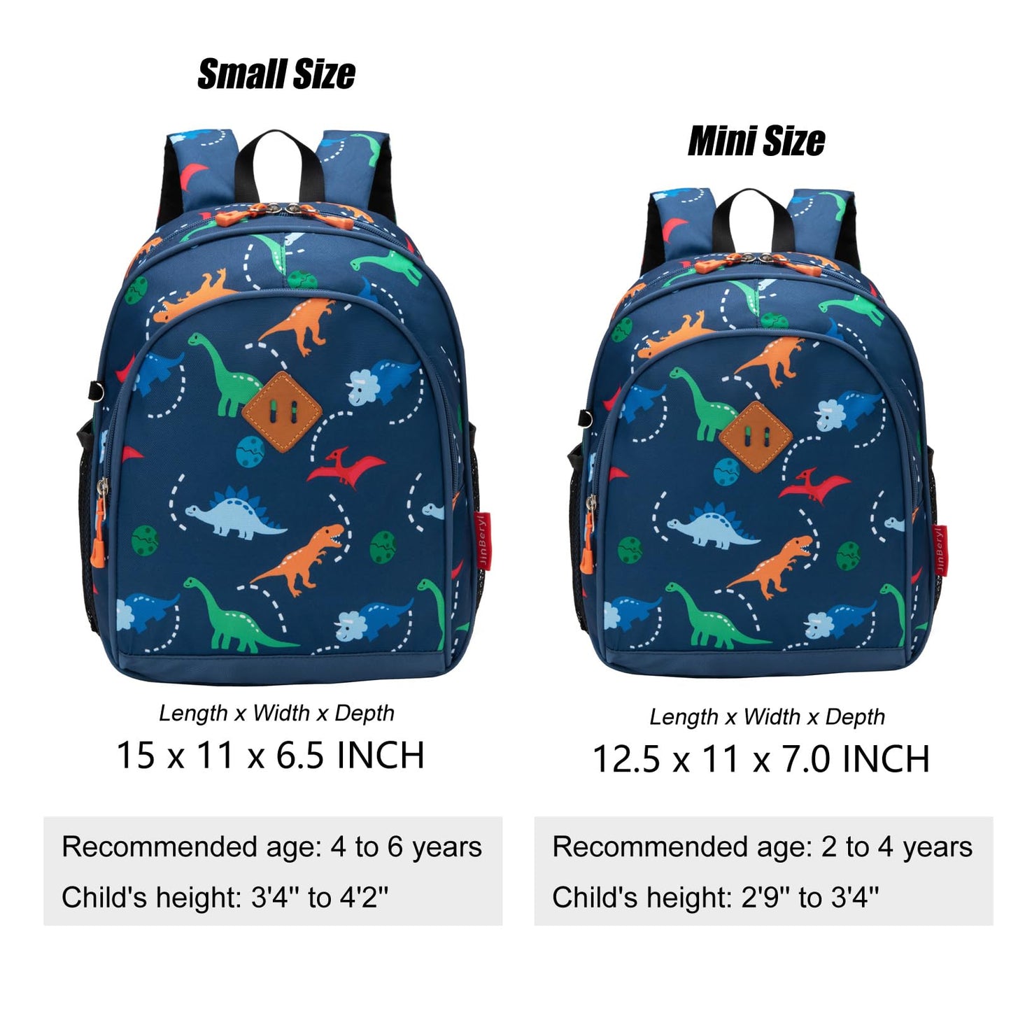 Toddler Backpack for Boys, 12 Inch Kids Dinosaur Backpack for Preschool or Kindergarten, Black