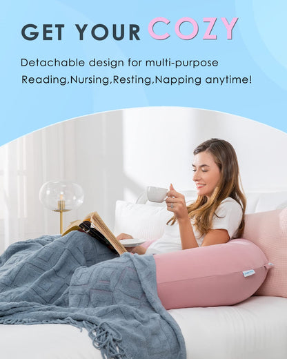QUEEN ROSE Cooling Pregnancy Pillows,E Shaped Full Body Pillow for Sleeping, with Pregnancy Wedge Pillow for Belly Support, 60 Inch Maternity Pillow for Side Sleeper, Cooling Rayon Cover, Purple