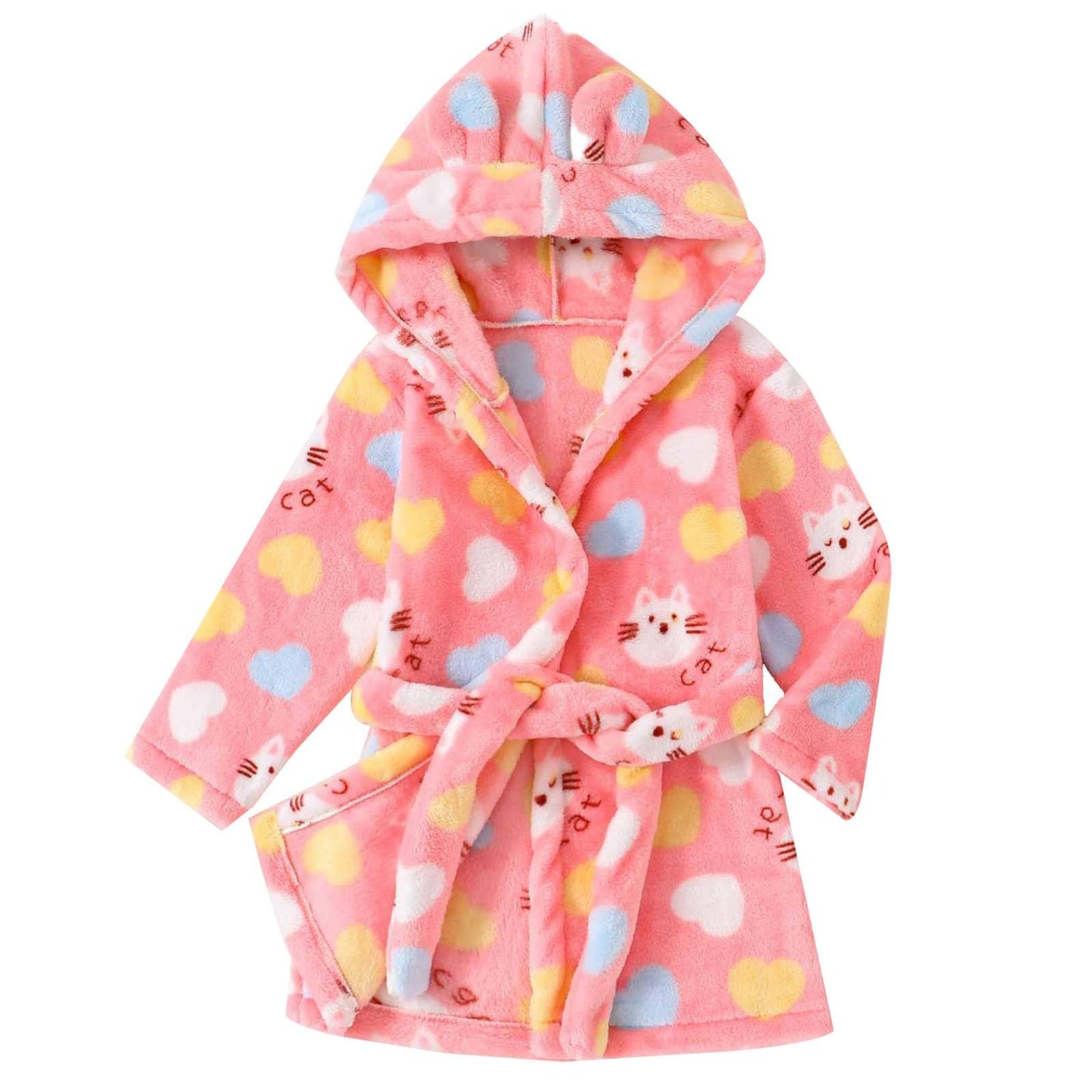Toddler Unisex Baby R𝐨be Hooded Fleece Bathr𝐨be and Towel for Kids Boys Girls Plush Flannel Bathr𝐨be Warm Winter