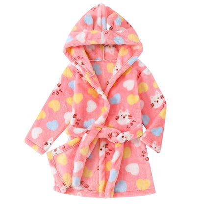 Toddler Unisex Baby R𝐨be Hooded Fleece Bathr𝐨be and Towel for Kids Boys Girls Plush Flannel Bathr𝐨be Warm Winter