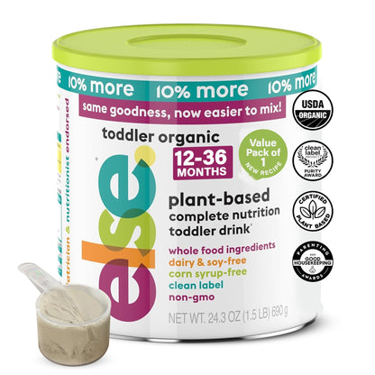 Else Nutrition Toddler Formula 12-36 mo., Plant Based Toddler Nutritional Drink - Soy & Dairy Free, Lactose Free - Complete Baby Formula (12-36 mo.), Protein Powder w/ 20+ Vitamins (22oz, 6-Pack)