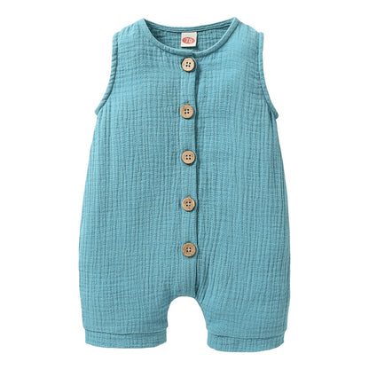 Infant Newborn Baby Boys Girls Cotton Linen Romper Summer Jumpsuit Sleeveless Overalls Clothing Set