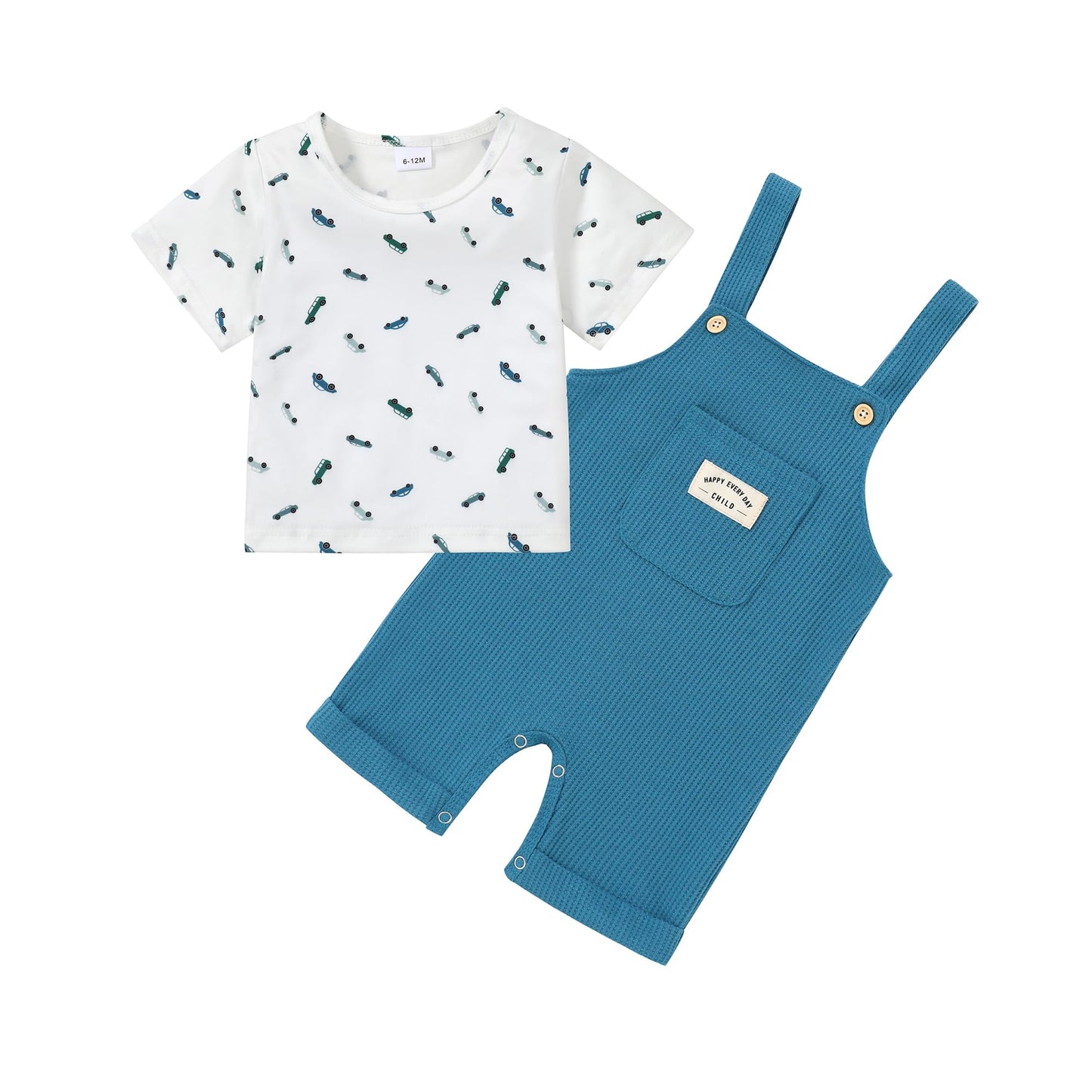 ZOEREA Toddler Baby Boys Clothes Summer Outfit Stripe T-Shirt and Shortall Romper Set Cute Jumpsuit Solid Color 6M-4T