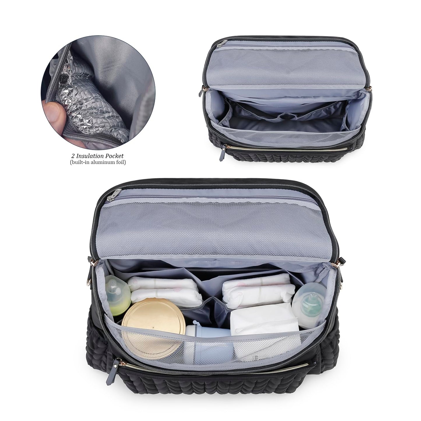 Lmbabter Diaper Bag Backpack Convertible Messenger Bag Travel Backpack Maternity Bags Stylish Baby Bag with Changing Pad for Mom (Brown)