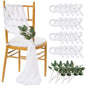 QueenDream Light Blue Sashes Chair Aisle Decorations: 24 Pack Baby Shower Chair Cover 8FT Long Tulle Draping Fabric Wedding Reception Church