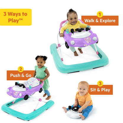 Bright Starts JuneBerry Walk-A-Bout Baby Walker and Entertainer, Removeable Floor Toy, with Easy Fold Frame for Storage, Ages 6 Months +