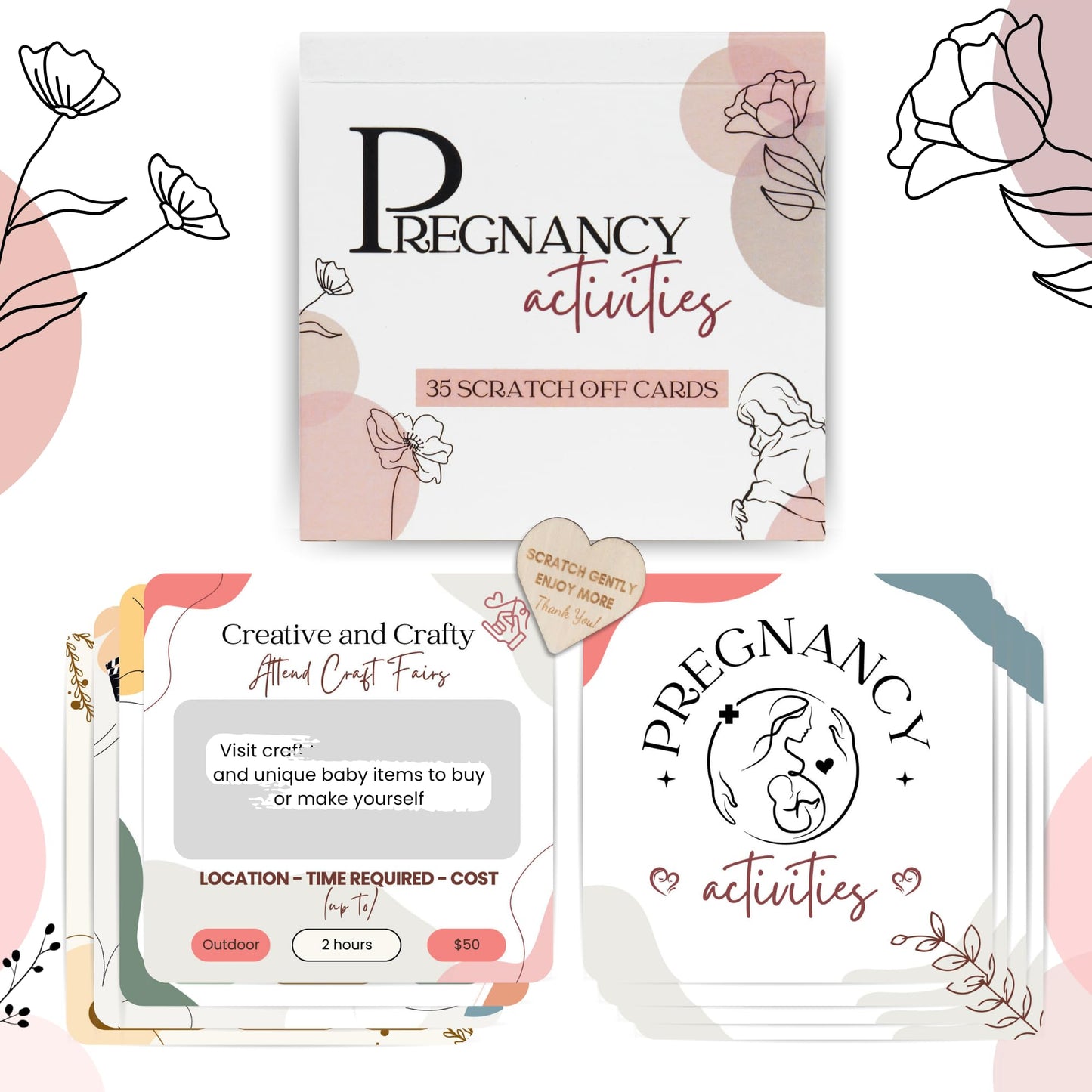 35 Fun Scratch Off Activities for Pregnant Moms, Pregnancy Announcement, Pregnancy Must Haves, Pregnancy Gifts For First Time Moms, Mother Day Gifts for Mom