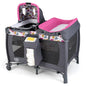 BABY JOY 5 in 1 Pack and Play, Portable Baby Playard w/Bassinet & Diaper Changing Table, Infant Pink Bassinet Crib with Toys & Music & Oxford Bag for Baby Girl Toddlers (Pink + Purple, Starry Sky)