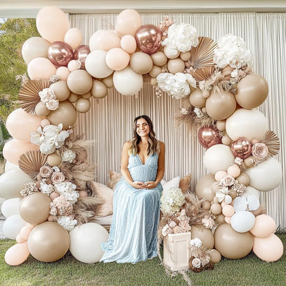 Blush Beige Balloon Arch Kit - Double Stuffed White Sand Nude Balloon Garland Neutral Cream Apricot Balloons for Baby Bridal Shower Boho Gender Reveal Wedding Birthday Party Party Decor
