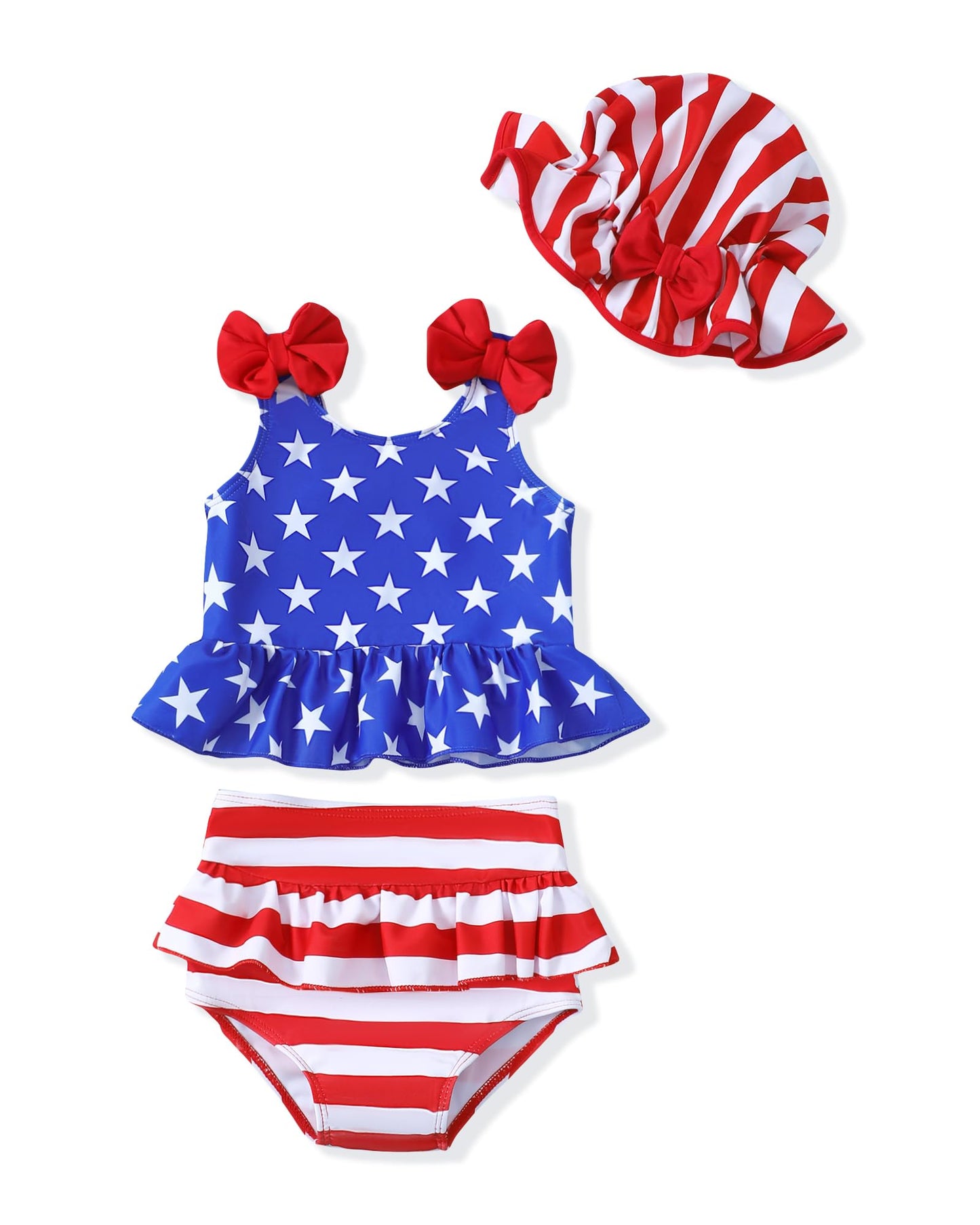 Mioglrie Baby Infant Swimsuit Girl Toddler Bathing Suit Girl Summer Beach Bikini Tankini Swimwear Hat 3-24 Months 2t-5t