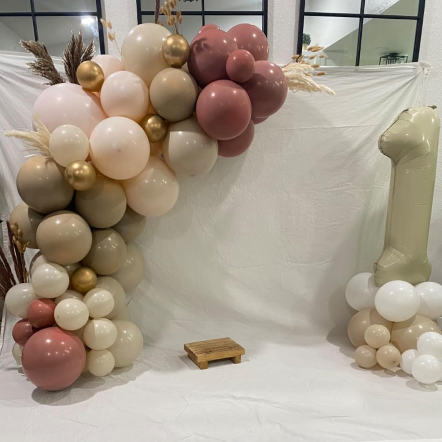 Sage Green Balloons Arch Double Stuffed, Olive Dusty Green Brown Beige Neutral Balloon Garland Kit, White Sand Apricot Tan Latex Balloon for Baby Shower Birthday Jungle Safari Party Decoration
