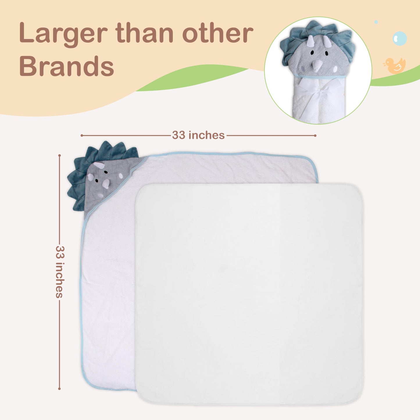 Mother's Choice Baby Hooded Towel - Large 33x33 Inch, 100% Cotton, Ultra-Soft & Absorbent Bath Towel for Newborns, Infants, Boys & Girls (Butterfly)
