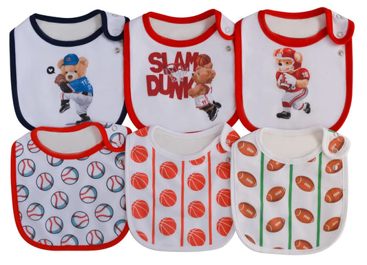 Maiwa 6 Pack Waterproof Cotton Baby Bibs for Girls Boys for Drooling Eating with Snaps
