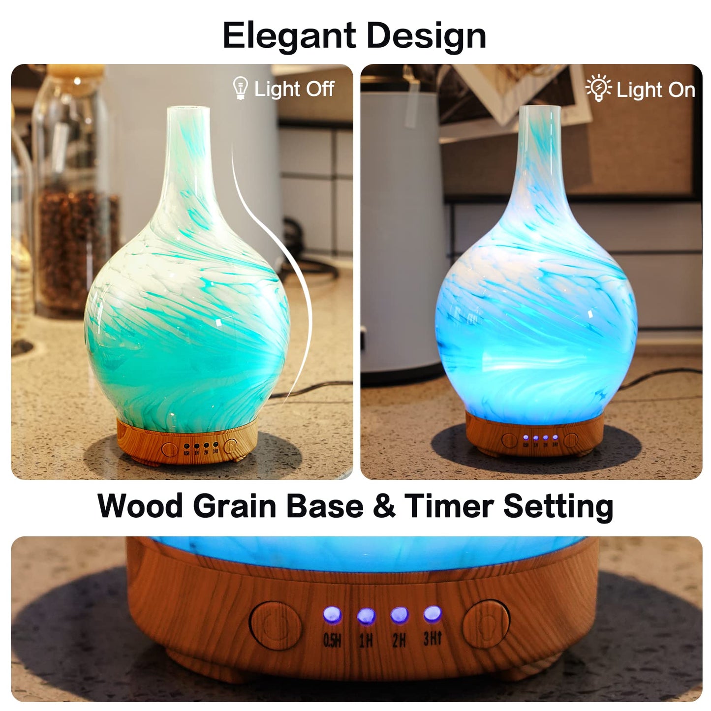 Porseme 3D Essential Oil Diffuser Cool Mist Humidifier Ultrasonic Aromatherapy Diffuser,150ml Last 6h,Auto Shut-Off,Air Refresh,Decoration for Home,Office,Yoga,Baby,Sleep