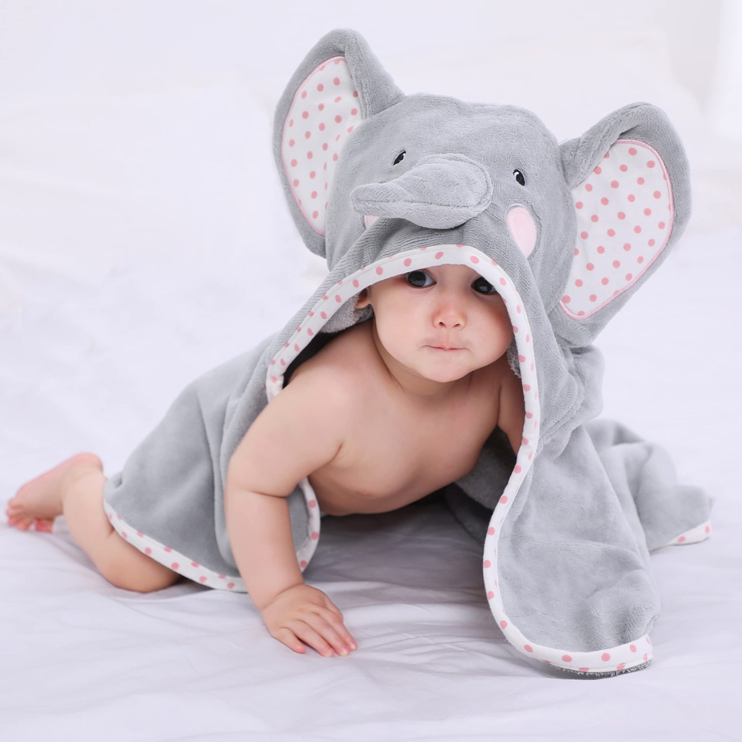 Baby Hooded Towel with Unique Animal Design Ultra Soft Thick Cotton Bath Towel for Newborn (Bunny)