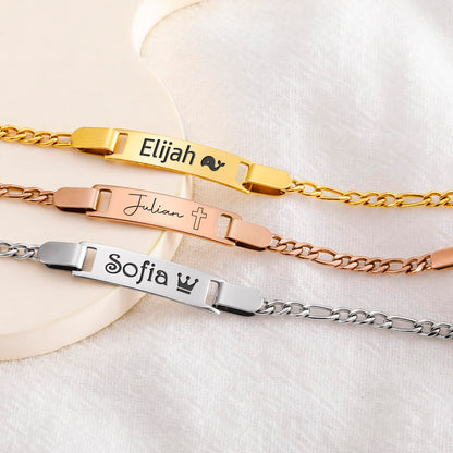 Personalized Baby Name Bracelet, 18K Gold Plated Customized Bracelets Id Protection Bracelet New Born Birthday Gift for Toddler Girls Boys