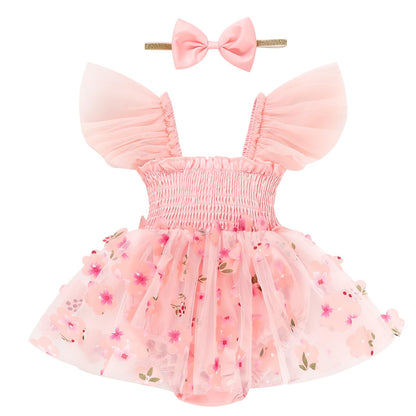 Baby Girl Clothes Infant Tulle Romper Ruffe Sleeveless Bodysuit Baby Girl Outfits Infant Girl Dress 0-18M