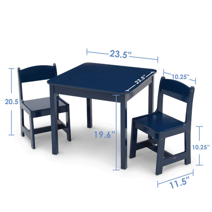 Delta Children MySize Kids Wood Table and Chair Set (2 Chairs Included) - Ideal for Arts & Crafts, Snack Time, & More - Greenguard Gold Certified, Bianca White, 3 Piece Set