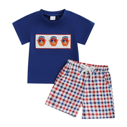 Infant Baby Boy Summer Clothes Outfit Color Block T-shirt Shorts Set Toddler Checkerboard Clothes 6 12 18 24 Months