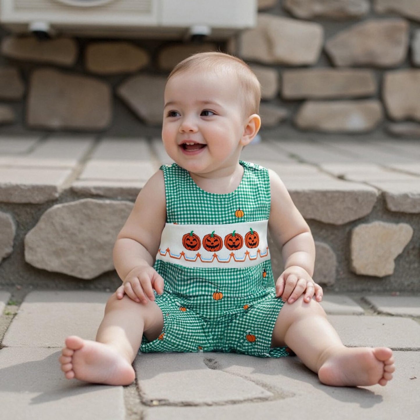 Baby Boy Summer Clothes Sleeveless Embroidery Dinosaur Striped Retro Romper Jumpsuit Smocked Shortall