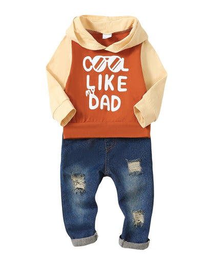 NZRVAWS Baby Boy Clothes Toddler Boy Outfit 2 3 4T 6 12 18 24 Month Fall Winter Hoodie Ripped Jeans Clothing