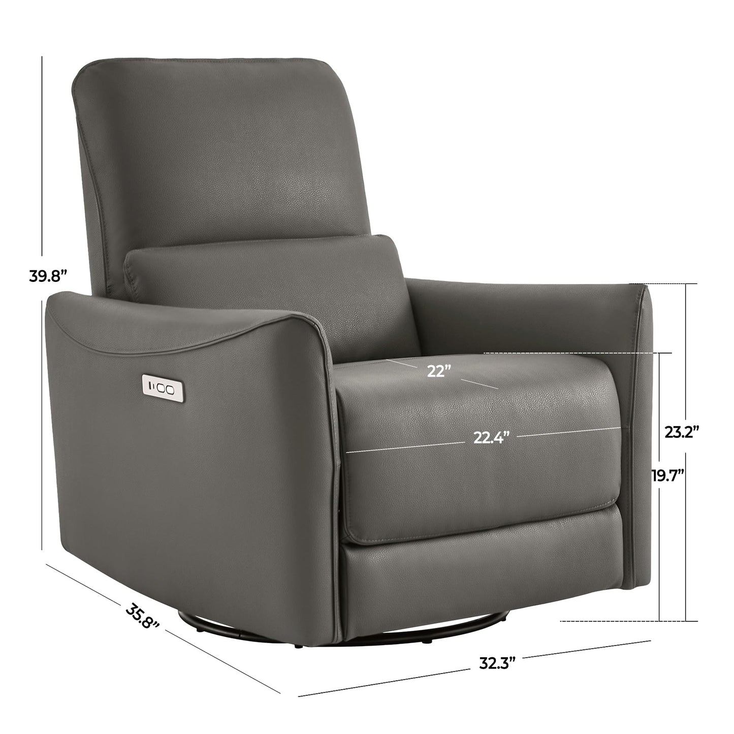 CHITA Power Recliner Chair Swivel Glider, FSC Certified Upholstered Living Room Nursery Reclining Sofa Chair with Lumbar Support, Linen