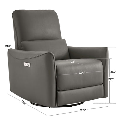 CHITA Power Recliner Chair Swivel Glider, FSC Certified Upholstered Living Room Nursery Reclining Sofa Chair with Lumbar Support, Linen