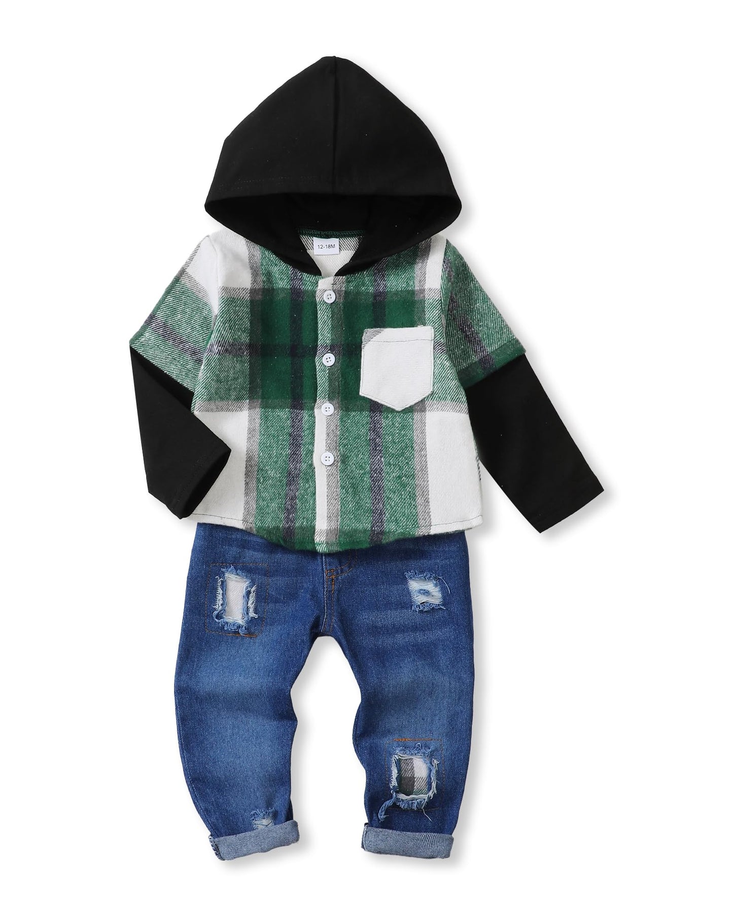 NZRVAWS Baby Boy Clothes Toddler Outfit Infant 6 12 18 24 Months2 3 4T Sweatsuit Ripped Jeans Fall Winter Clothing