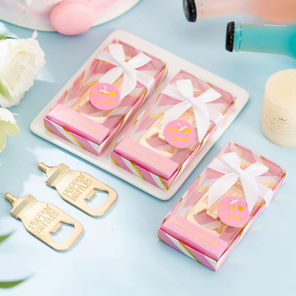 24 Pieces Baby Bottle Openers Shower Favoris, Gifts, Decorations, or Souvenir Guest Gift Boxes, Poppin Design for Baby Boys or Girls (24 Pack Green)