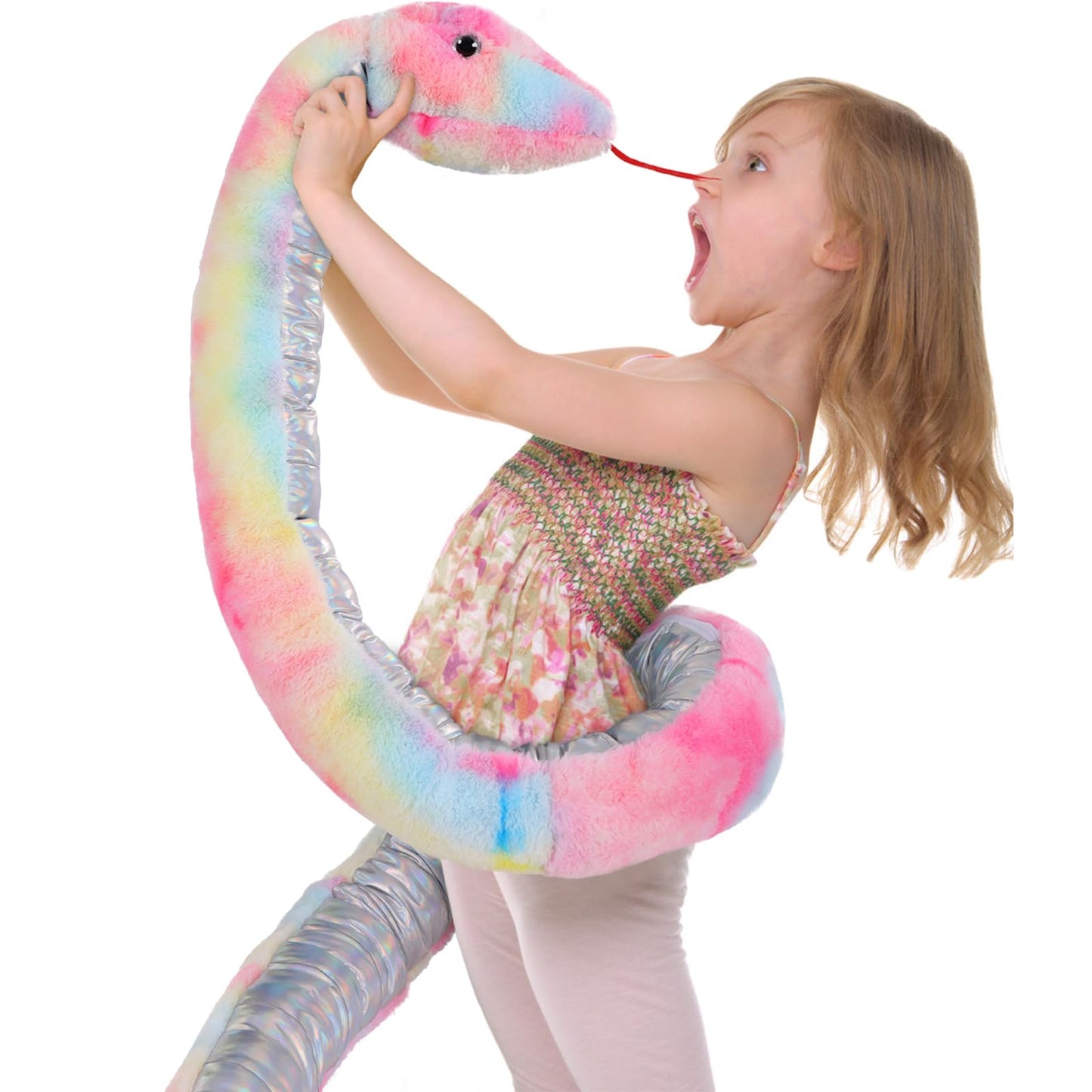 MorisMos Snake Stuffed Animals Plush Toy 120 Inch Giant Snake Plush with Babies Stuffed Snake Toys for Kids Plush Party Decorations Favors Prank Props, 4 Snake Babies, 3 Snake Eggs