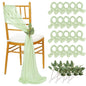 QueenDream Light Blue Sashes Chair Aisle Decorations: 24 Pack Baby Shower Chair Cover 8FT Long Tulle Draping Fabric Wedding Reception Church