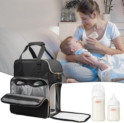 Carrying Case Compatible with Baby Brezza Formula Pro Advanced Formula Dispenser Machine, Insulated Baby Formula Mixer Travel Bag with Shoulder Strap for Baby Essentials, Black
