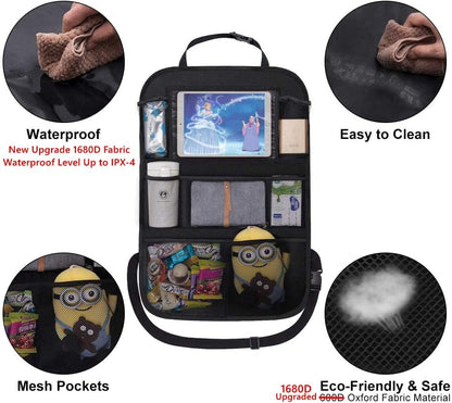 ONE PIX Backseat Car Organizer Mats Back Seat Organizers and Storage Bag with Touch Screen Tablet Holder for Kids Toddlers Car Seats, Travel Accessories, Road Trip Essentials Kids