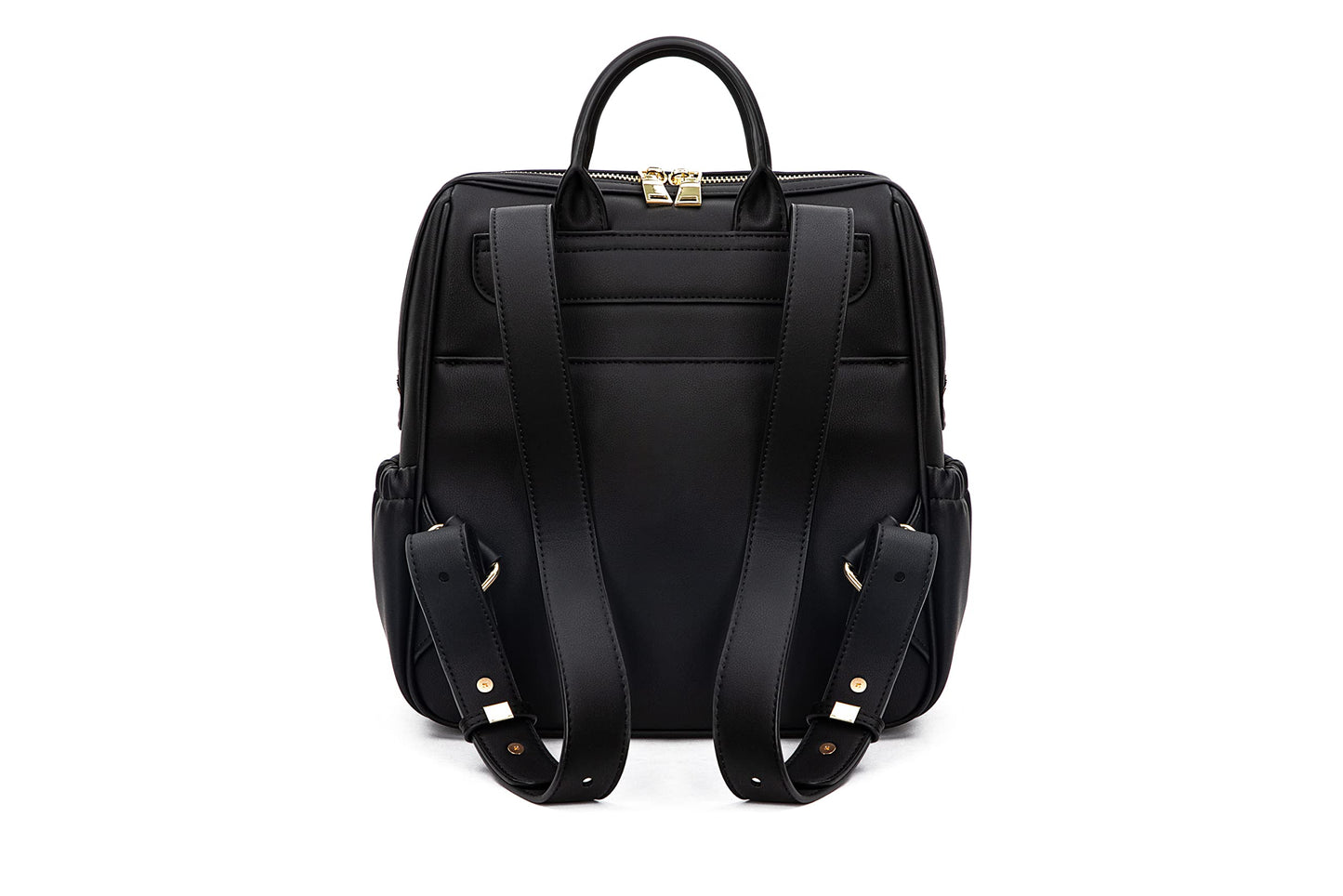 Mini Diaper Bag Backpack-Minimalist bag With Premium Vegan Leather Material With 7 Interior and 5 External Pockets (Onyx)