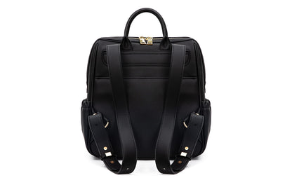 Mini Diaper Bag Backpack-Minimalist bag With Premium Vegan Leather Material With 7 Interior and 5 External Pockets (Onyx)