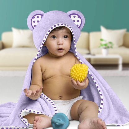 Set of 2 Hooded Baby Towels – White and Grey – Luxurious, Large and Super Absorbent – 30 x 30 Inch – Soft and Suitable for Infants, Toddlers and Kids – 400 GSM