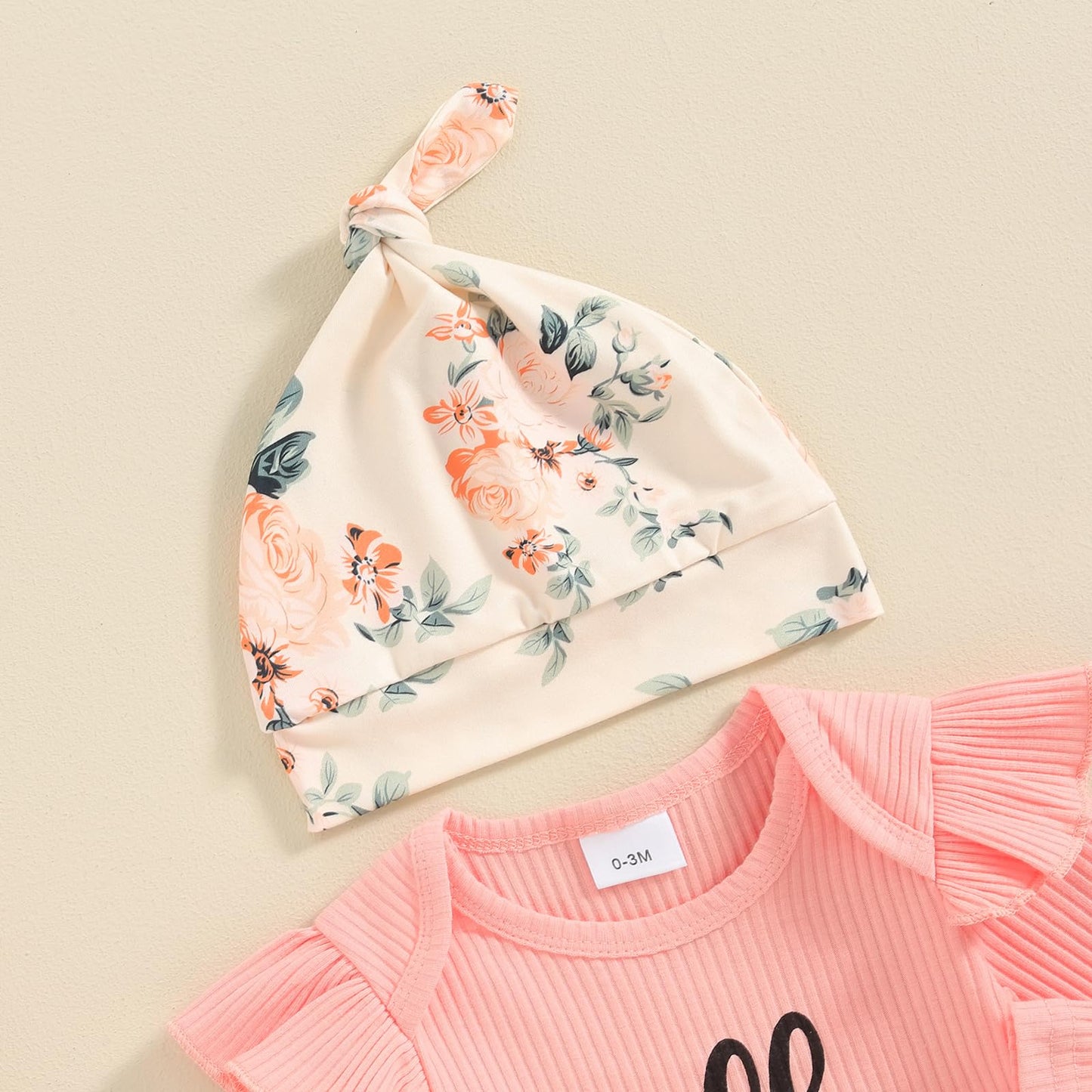 Hello World Newborn Outfit Baby Girl Going Home Outfit Ruffle Ribbed Romper Top Floral Pants Set Cute Summer Clothes