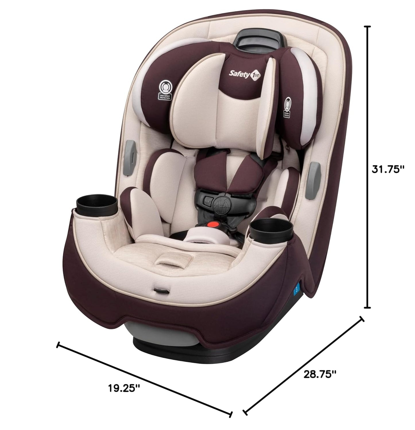 Safety 1st Grow and Go All-in-One Slim Convertible Car Seat, Rear Facing, 5-40 lbs, Forward Facing (30–65 lbs), High Back Booster Seat 40-100 pounds, Dunes Edge
