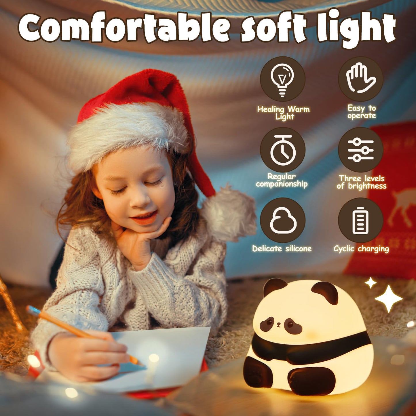 Night Light,LED Silicone Material, 3 Levels of Warm Light, Cute Animal Night Lamp for Kid's Room Decor and Breastfeeding Nursery, Squishy Novelty Bedside Lamp for Boys Girls Baby Children