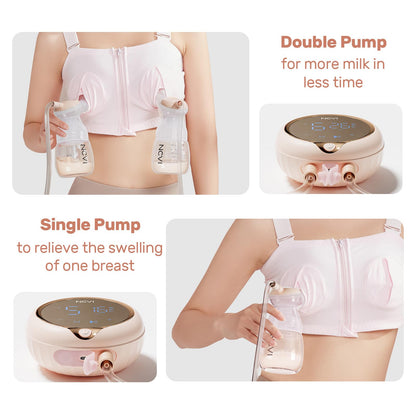 NCVI 8100 Double Electric Breast Pump Suitable for Large Nipples with 4 Modes|9 Levels, Anti-Backflow Milk Breastfeeding Pump with 24/28mm Silicone Flanges, Handheld Motor and LED Display, Ultra-Quiet