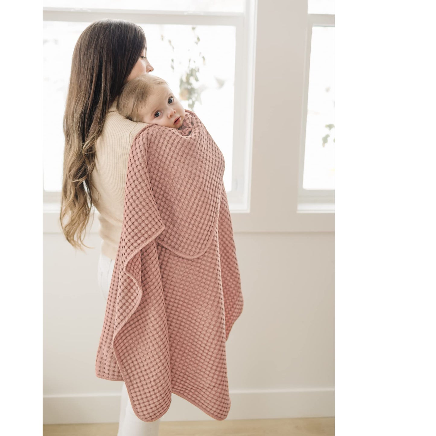 Konssy Waffle Baby Blanket - Soft & Cozy Nursery Swaddle Blanket, Lightweight Toddler Throw for Boys & Girls, Ideal for Wrapping (Oat)